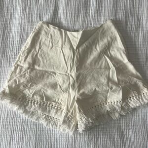 White Fringe Shorts